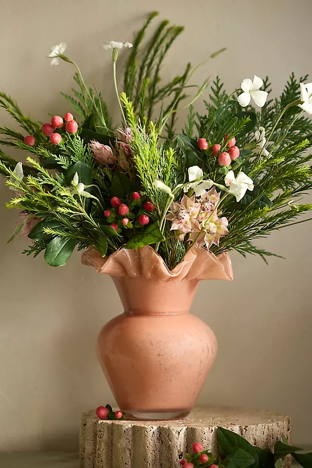 Ruffled Glass Bud Vase