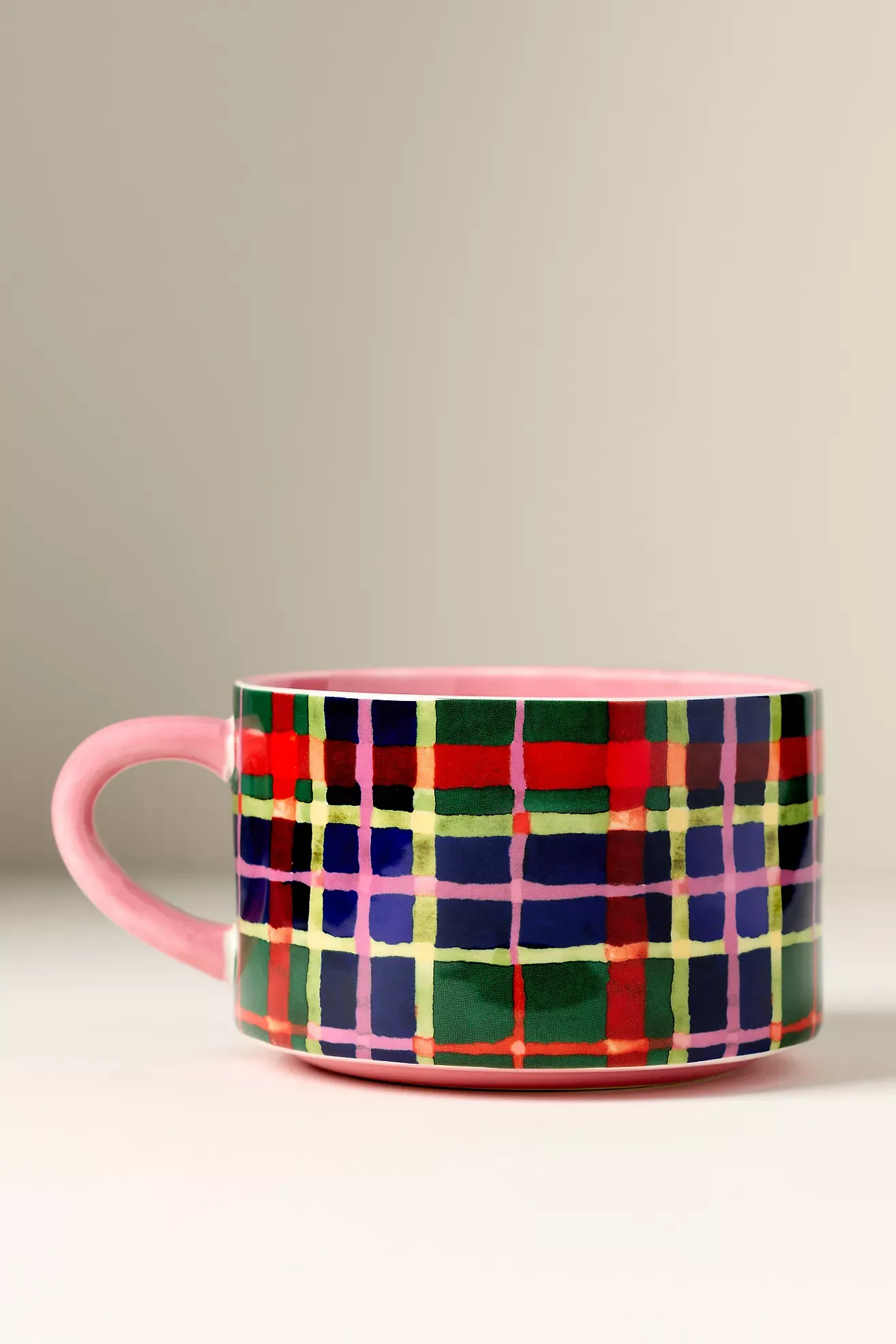 Tartan Stoneware Soup Mug