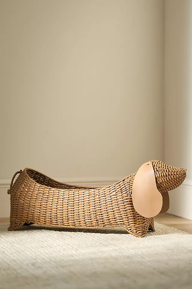 Dachshund Dog Woven Wicker Basket