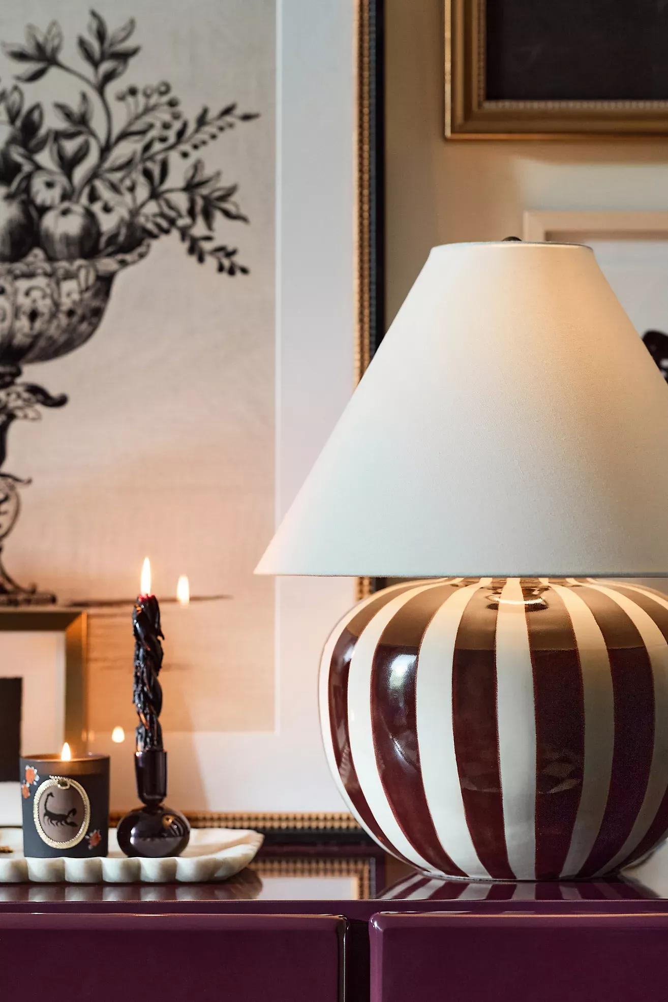 Lys Striped Ceramic Table Lamp Base