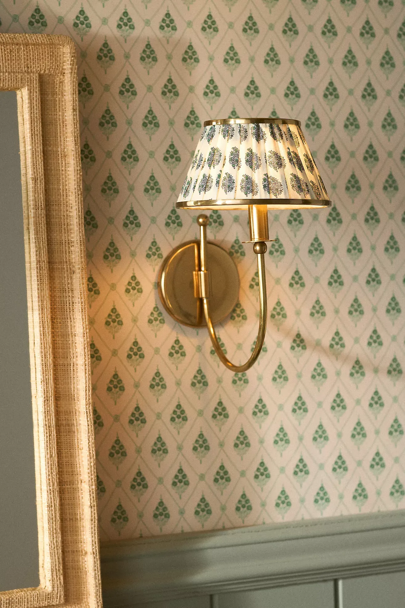 Lee Brass Fabric Shade Sconce Wall Light