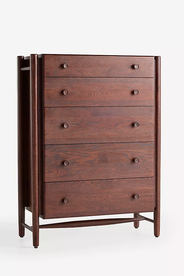 Roma Oak Wood Five-Drawer Dresser