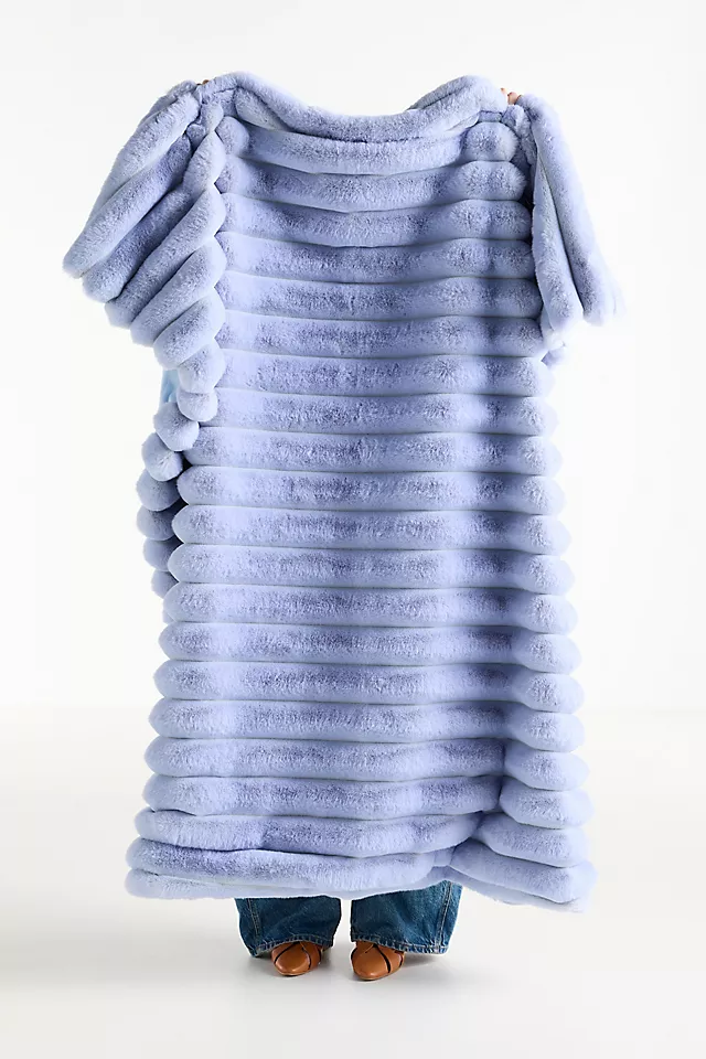 Tipped Puffer Faux-Fur Throw Blanket
