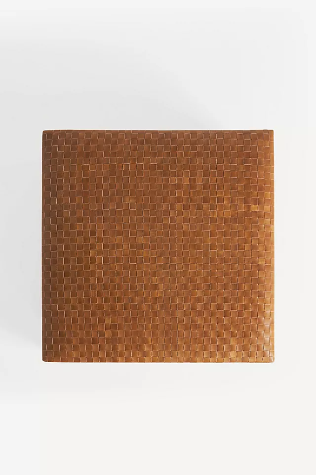 Cove Woven Leather Ottoman
