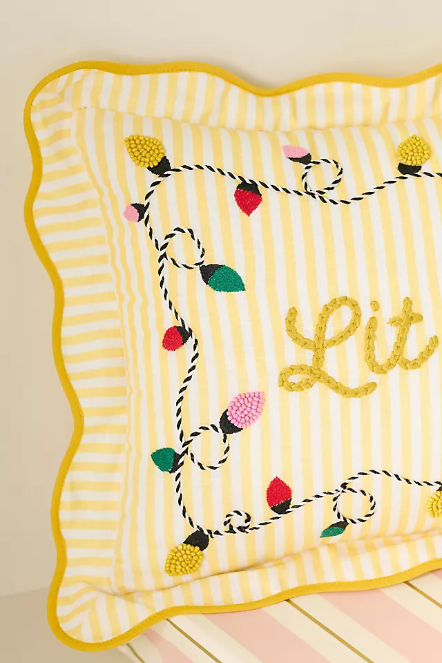 Marlise Embroidered Cotton Holiday Pillow