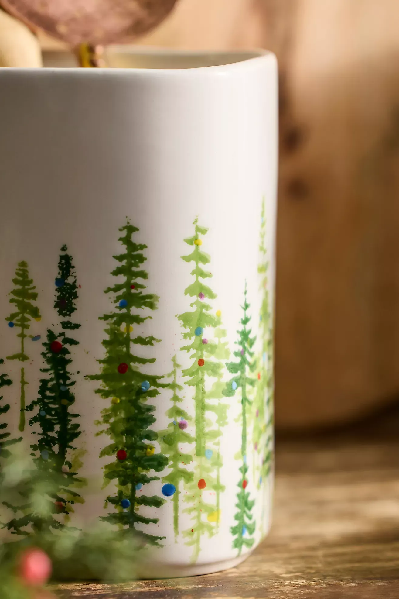 Holiday Forest Stoneware Utensil Holder
