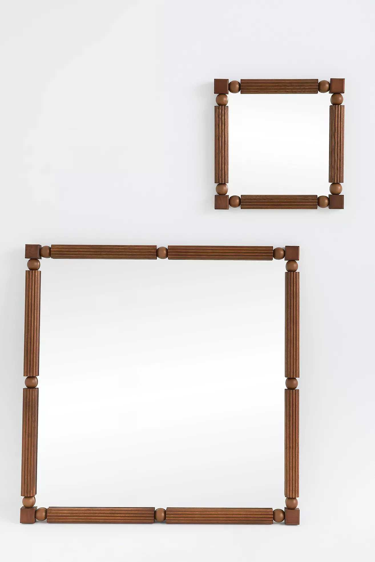 Benedicta Wood Bead Large Square Wall Mirror