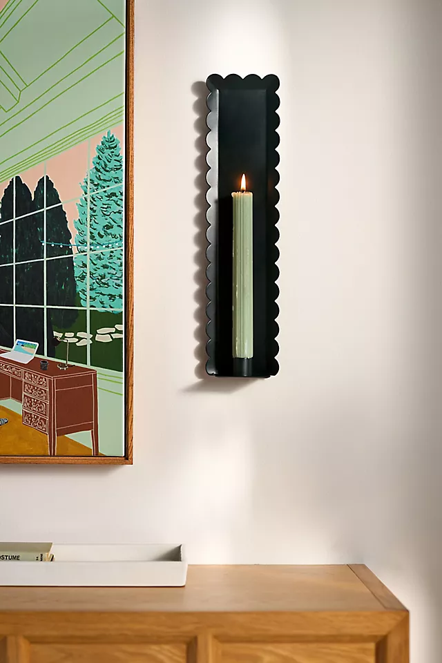 Scalloped Metal Candle Holder Wall Sconce