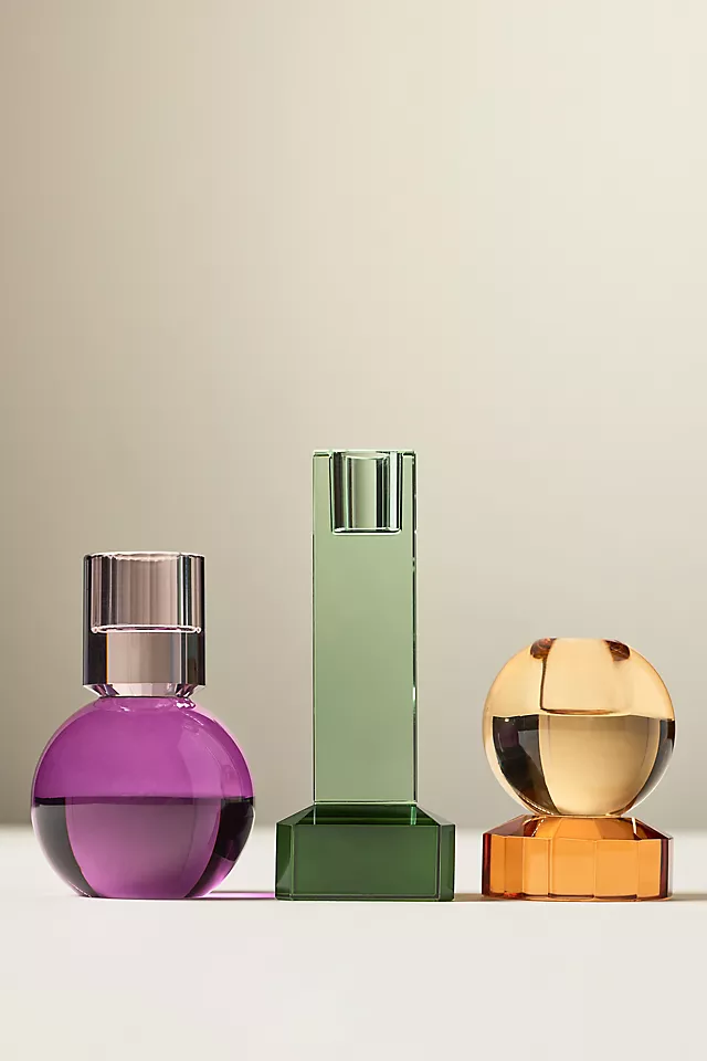 Modern Cut Glass Candle Holder