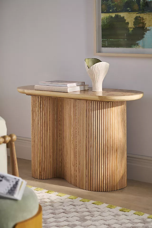 Scout Burl Wood Fluted Console Table