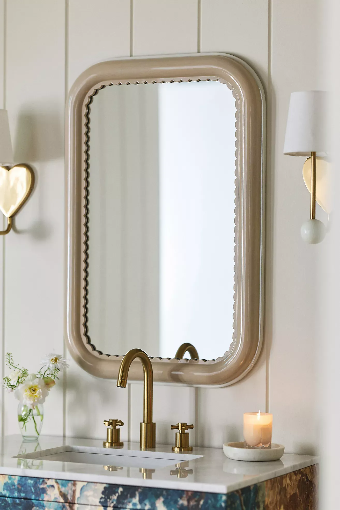 Merritt Scalloped Bath Portrait Wall Mirror