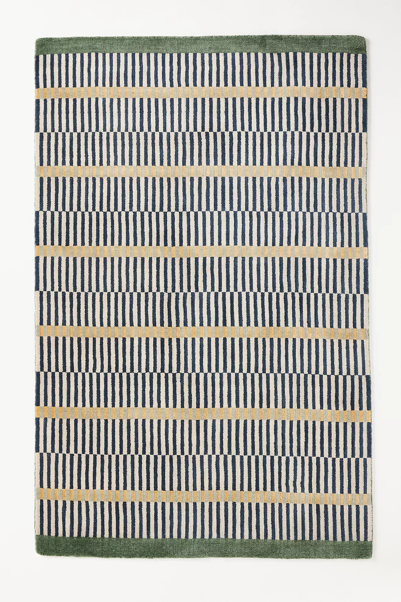 Hand-Loomed Wool & Jute Blend Geometric Striped Rug