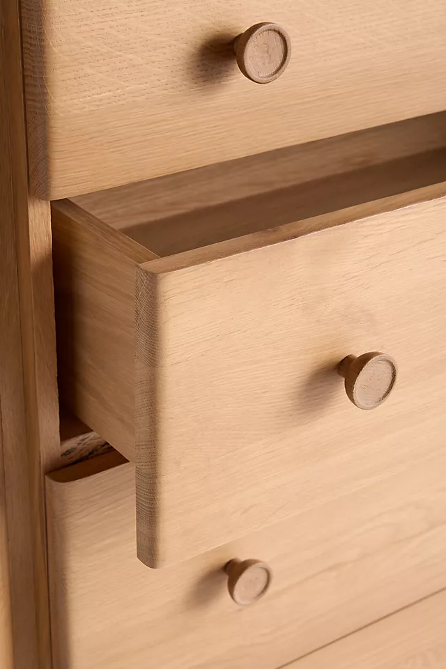 Roma Oak Wood Five-Drawer Dresser