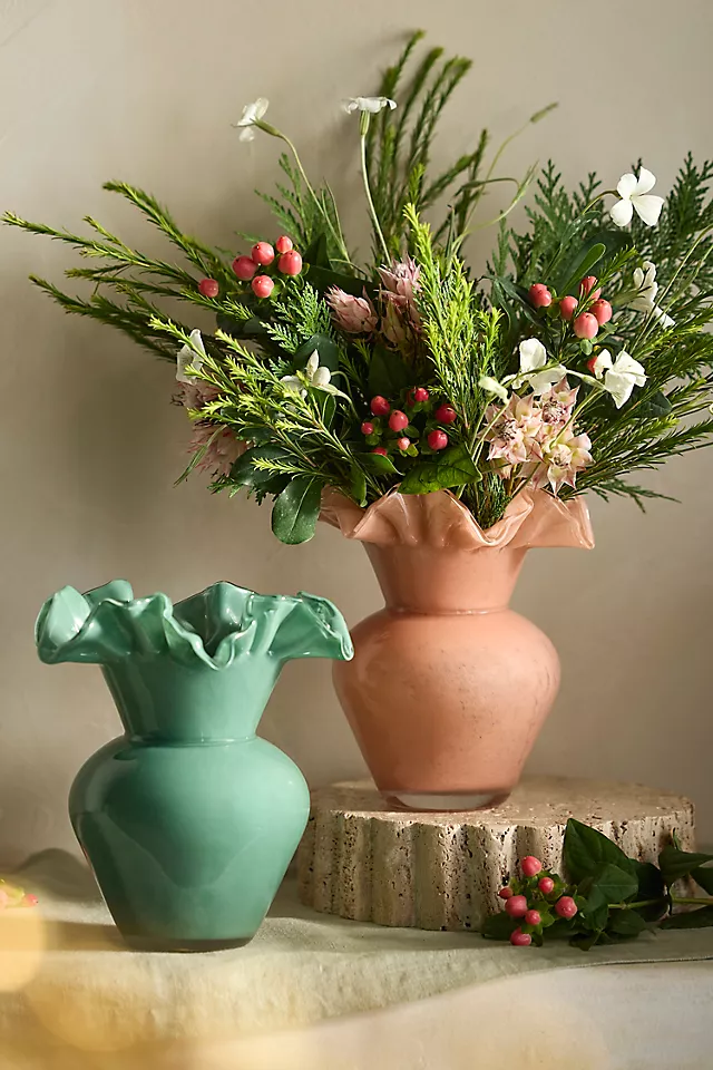 Ruffled Glass Bud Vase