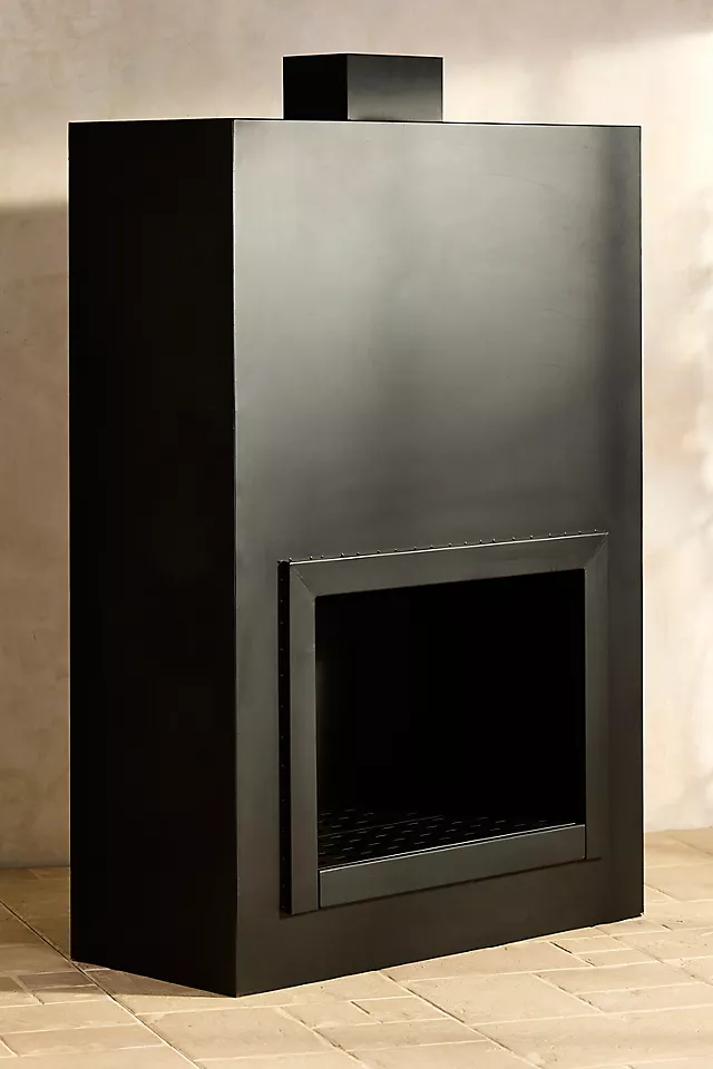 Weathering Steel Paned Outdoor Fireplace, Extra Large