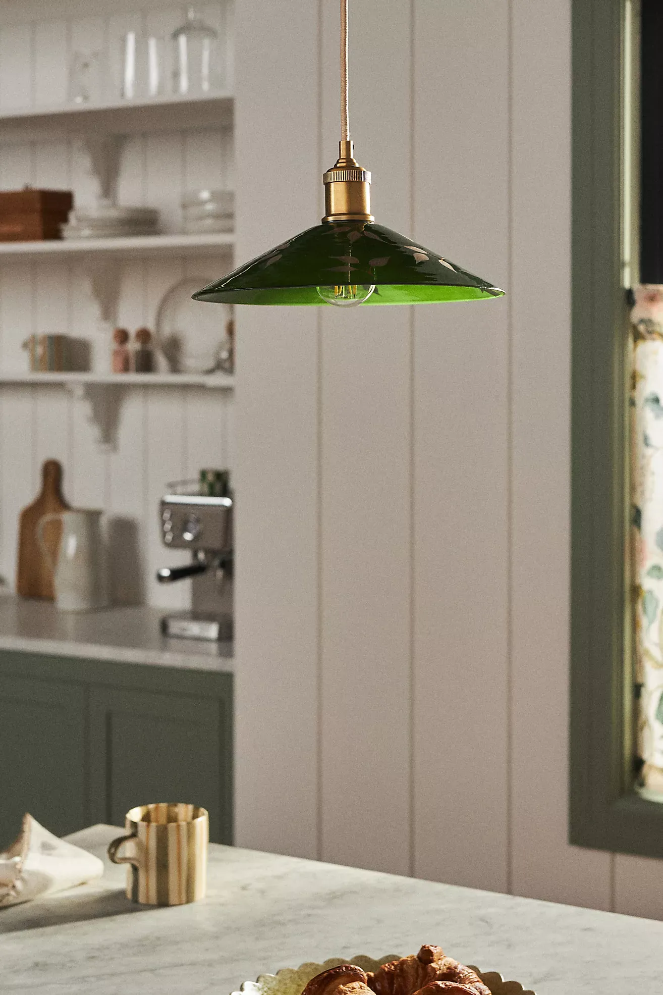 Painted Leaf Glass Pendant