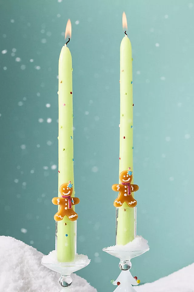 Festive Icon Taper Candles, Set of 2