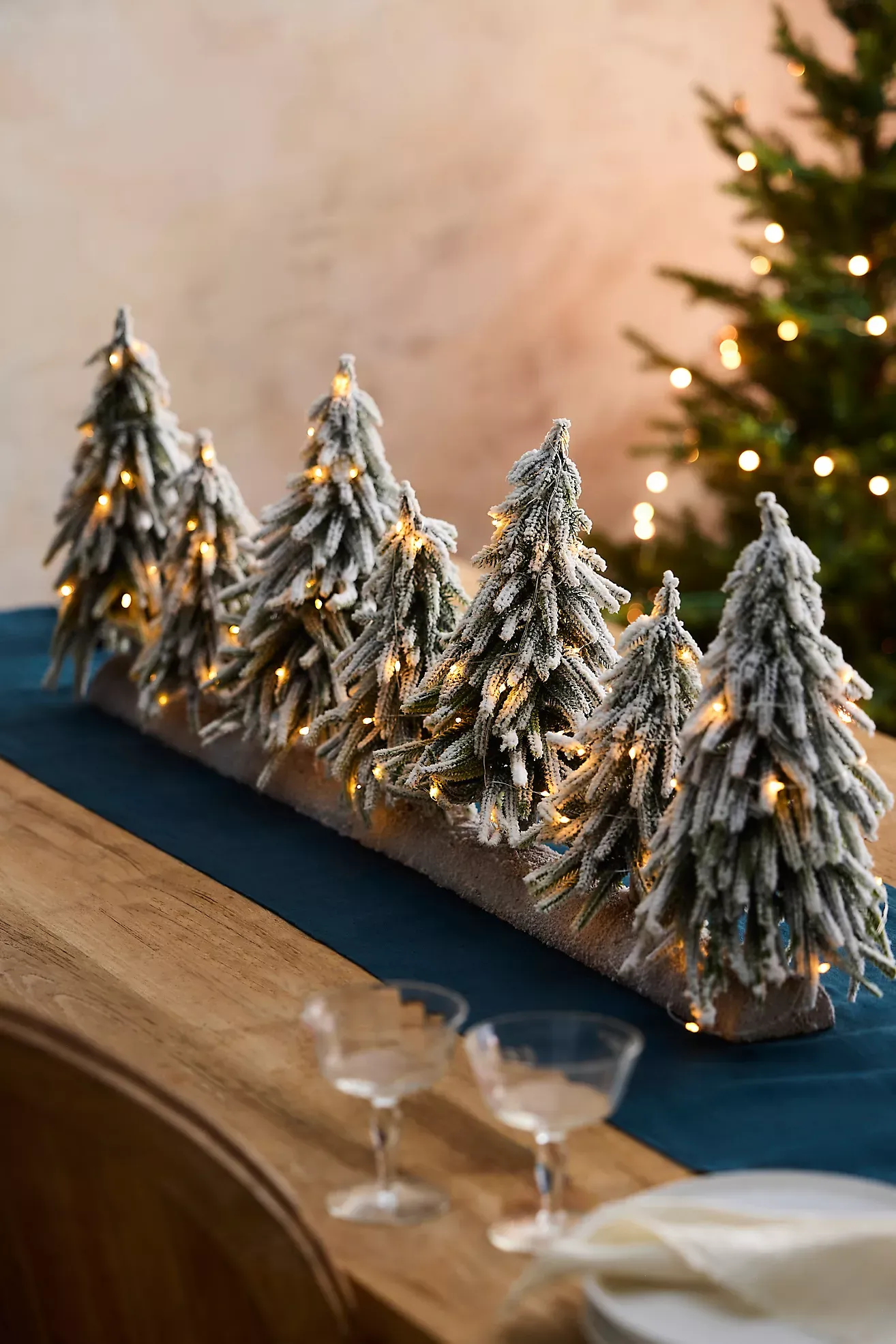 Illuminated Snowy Brush Tree Centerpiece