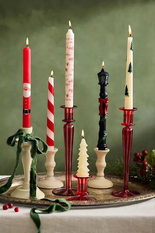 Flameless Wax Tree Taper Candles, Set of 2