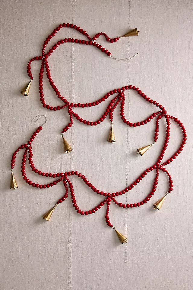 Swooping Beads + Bells Garland, 72”