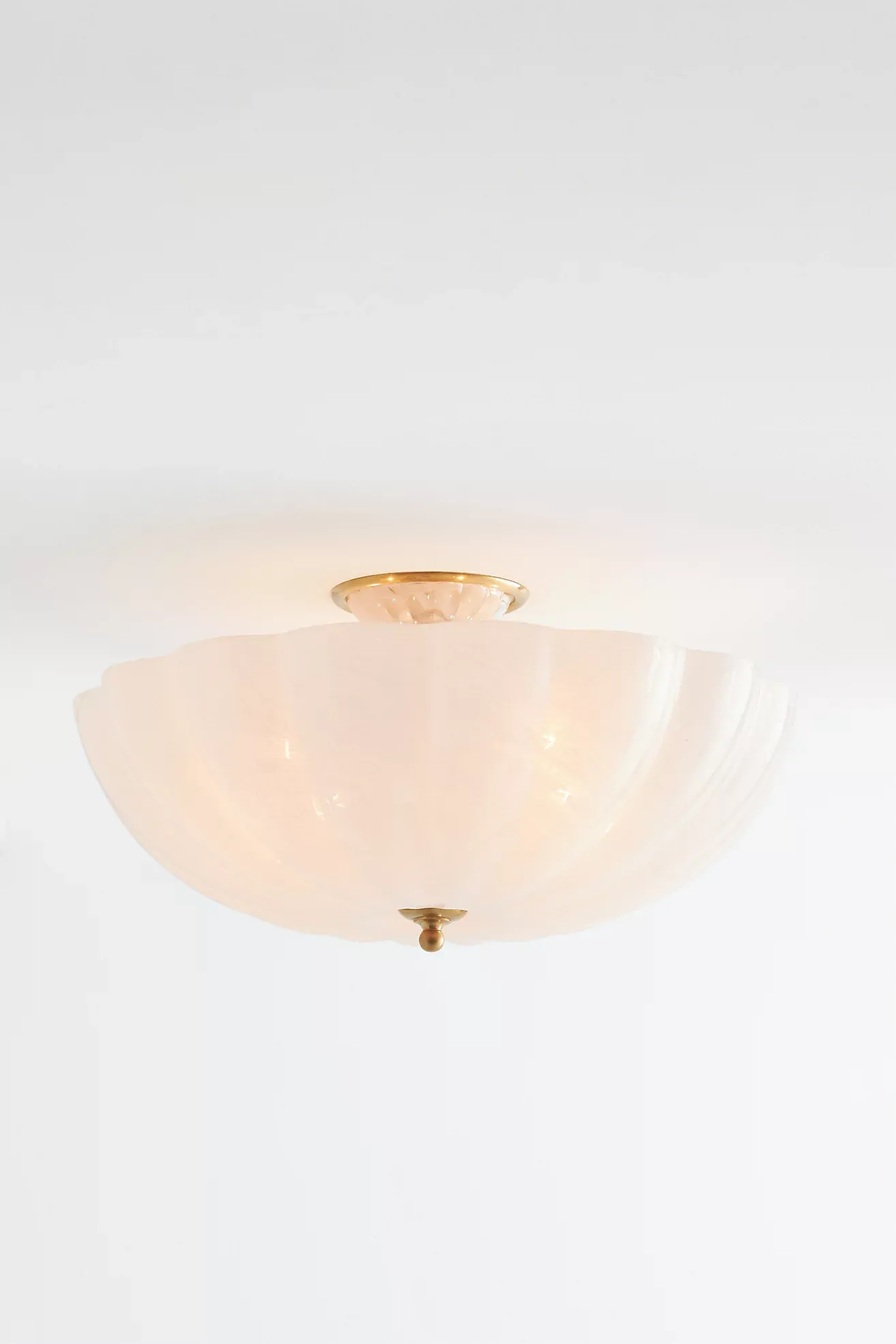 Rosehill Scalloped Glass & Brass Semi-Flush Mount