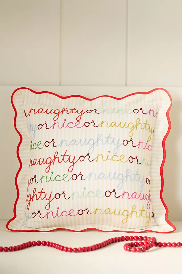 Marlise Embroidered Cotton Holiday Pillow