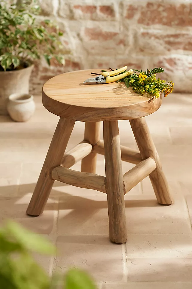 Round Teak Root Stool, Natural