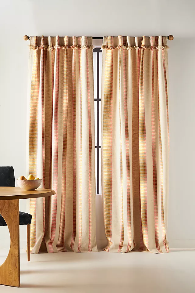 Pieced Stripe Cotton Blend Woven Curtain