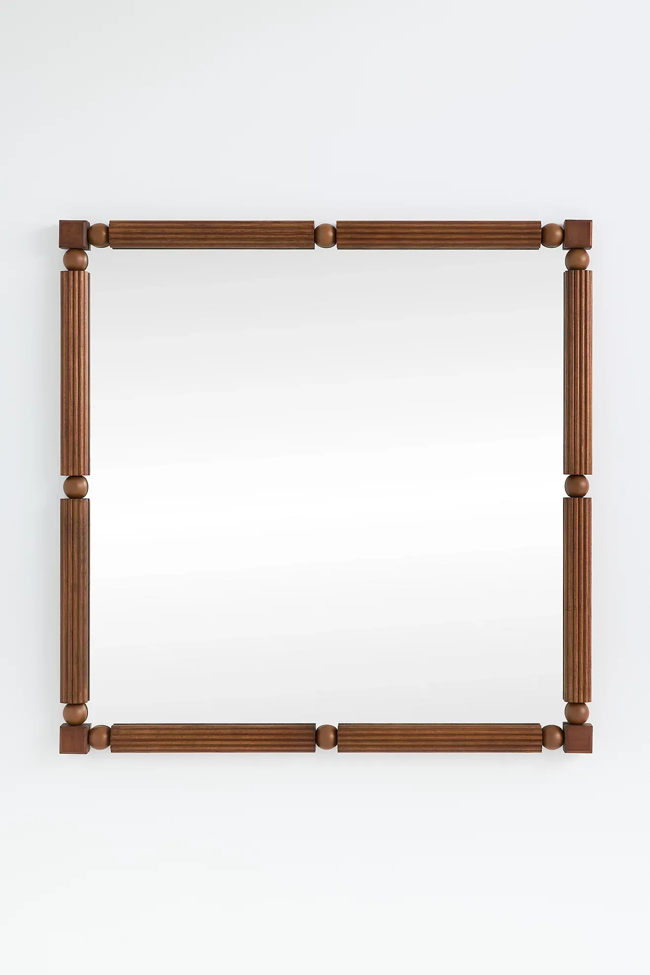 Benedicta Wood Bead Large Square Wall Mirror
