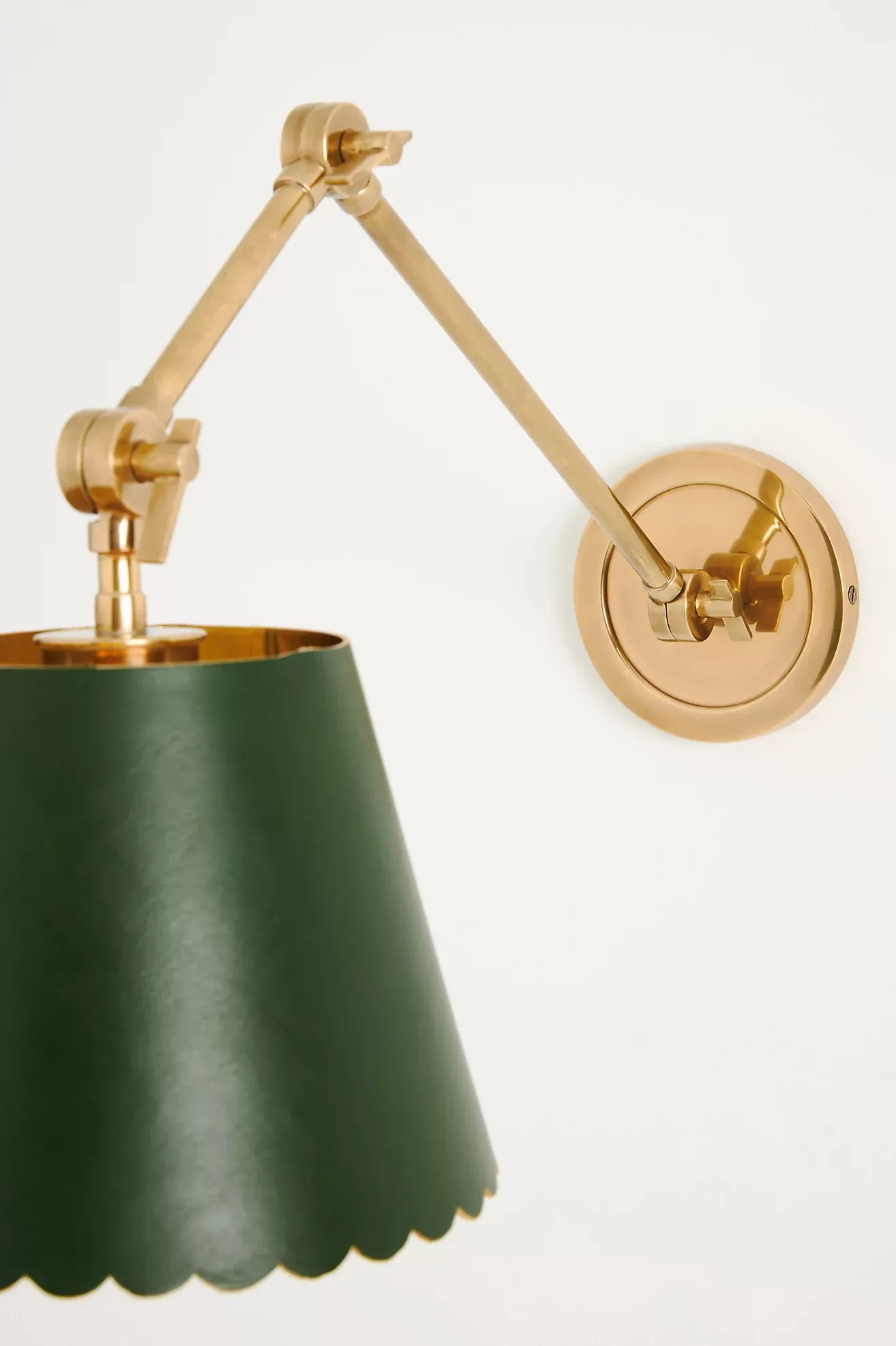 Roberta Scalloped Leather Task Sconce Wall Light