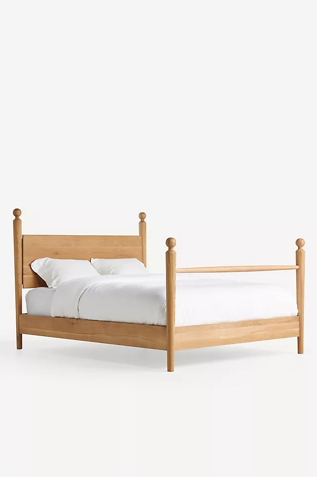 Roma Four-Poster Oak Wood Bed