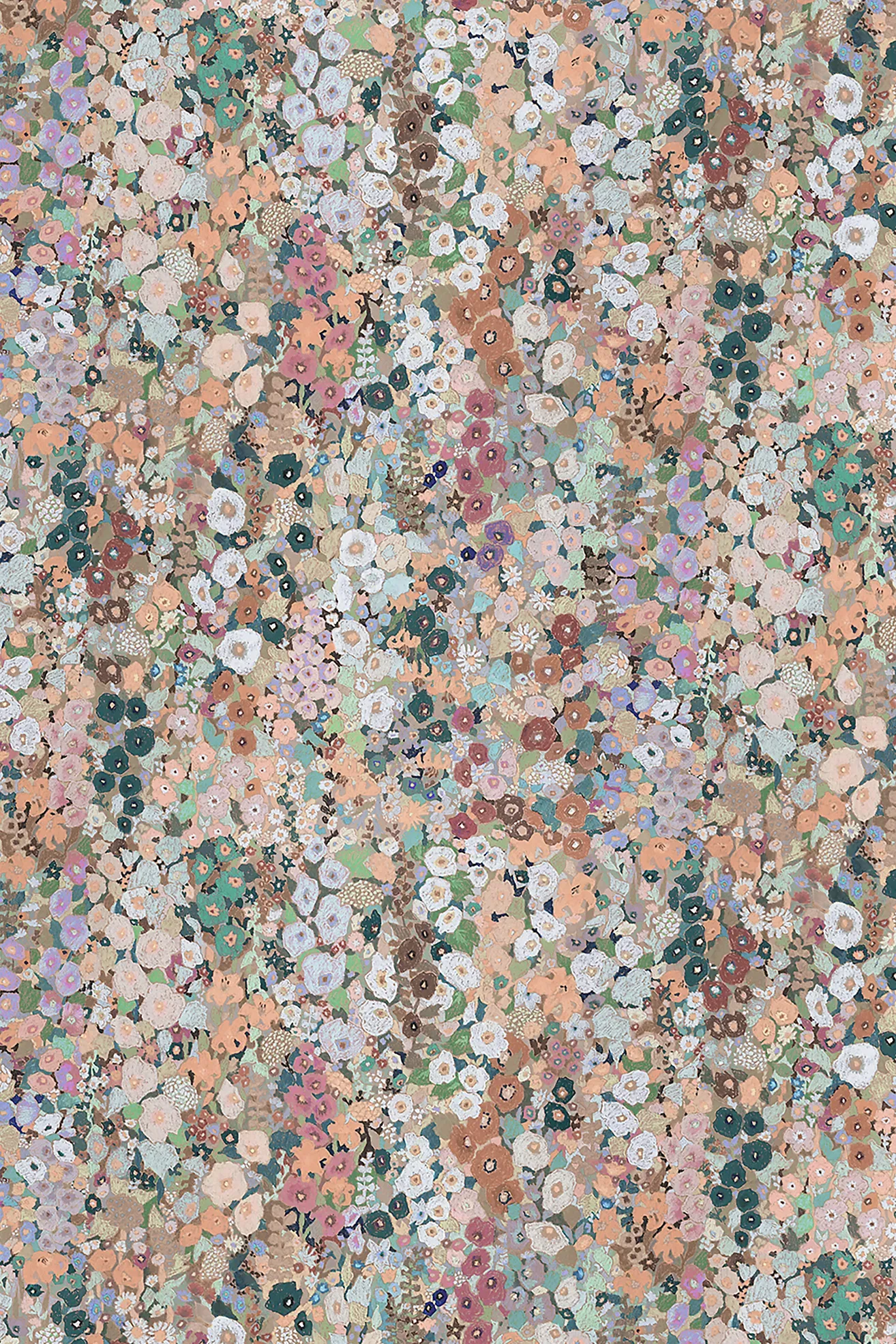 House of Hackney Hollyhocks Small Print Floral Spring Wallpaper