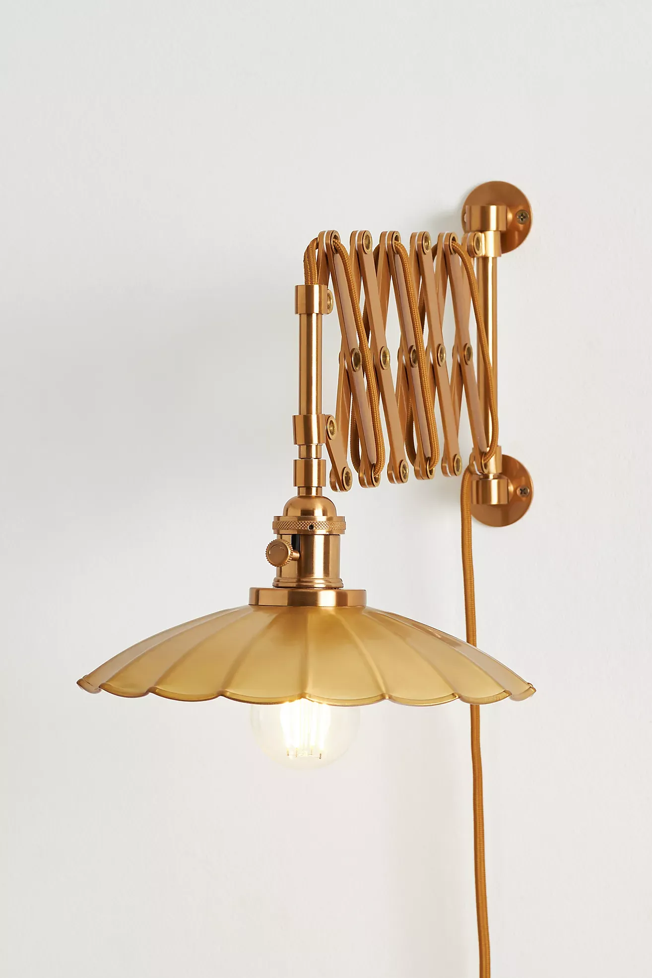 Greta Scalloped Accordian Plug-In Sconce Wall Light