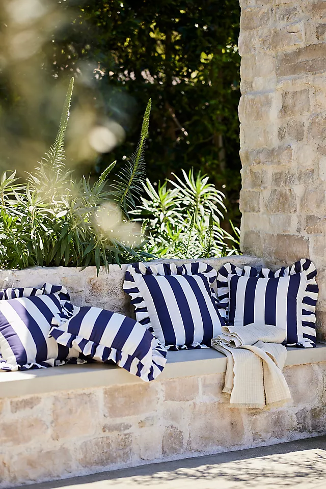 Maeve by Anthropologie Striped Ruffle Indoor/Outdoor Pillow