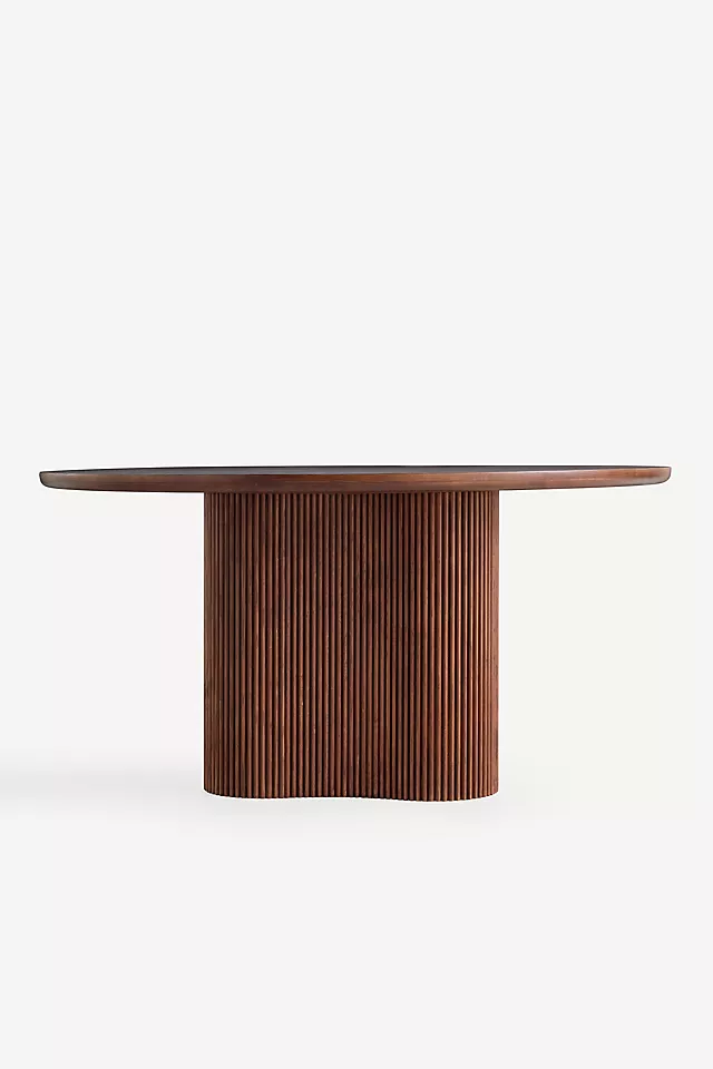 Scout Round Fluted Pedestal Burl Wood Dining Table