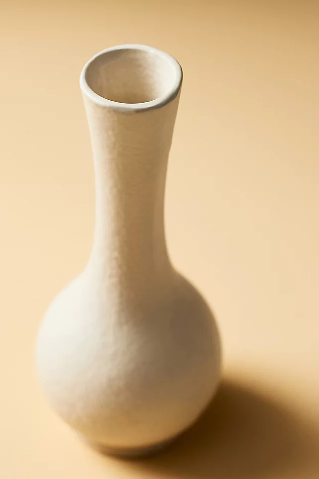 Sculptural Off-White Matte Metal Bud Vase