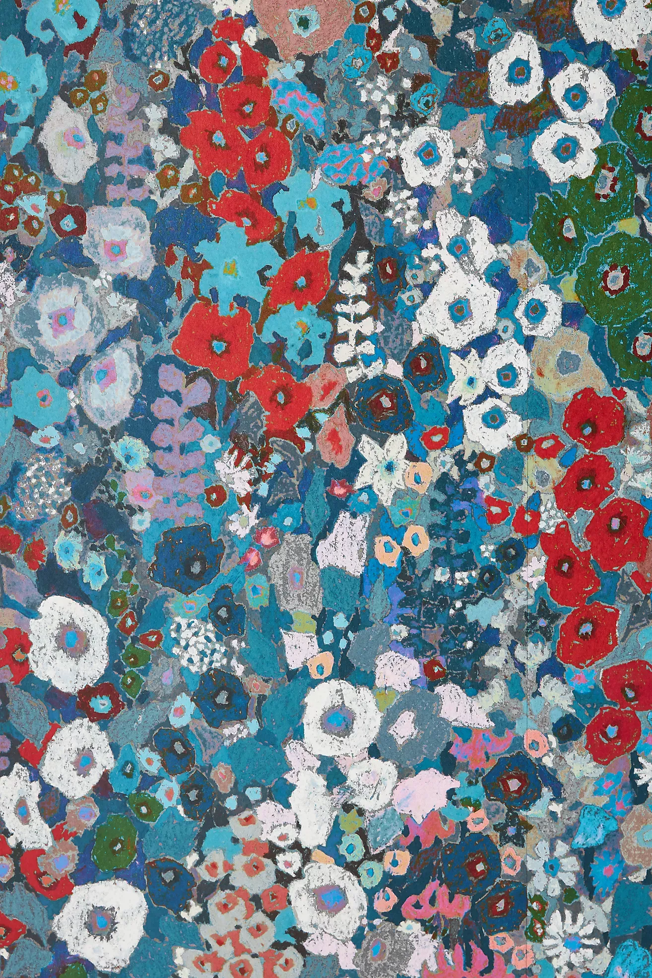 House of Hackney Hollyhocks Small Print Floral Spring Wallpaper