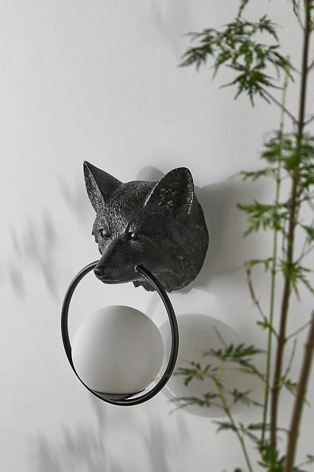 Woodland Fox Globe Outdoor Sconce Wall Light