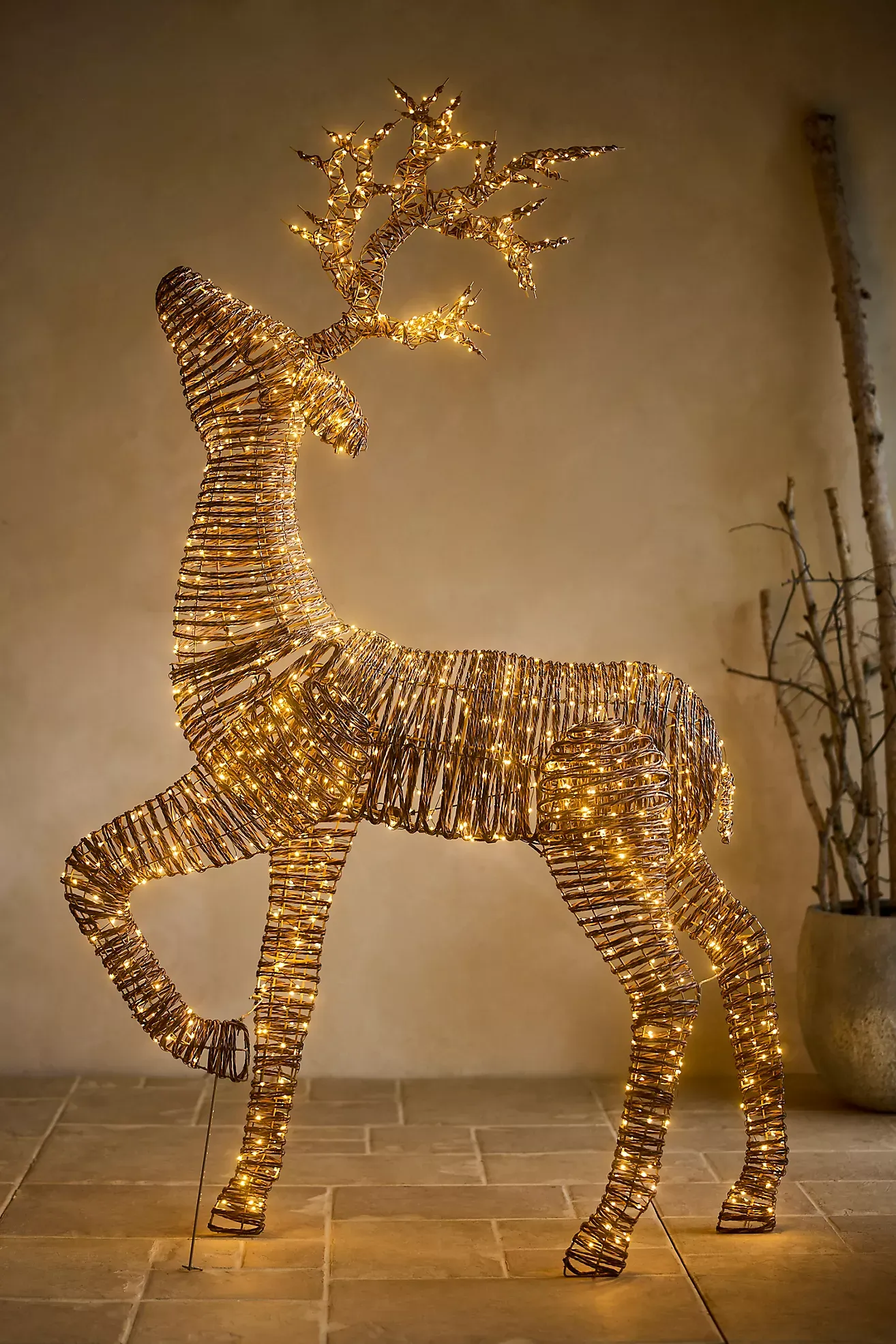 Illuminated Vine Prancing Reindeer