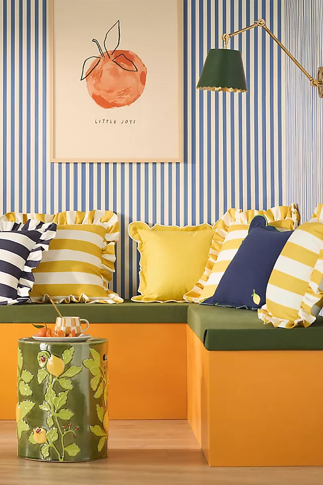 Maeve by Anthropologie Striped Ruffle Indoor/Outdoor Pillow