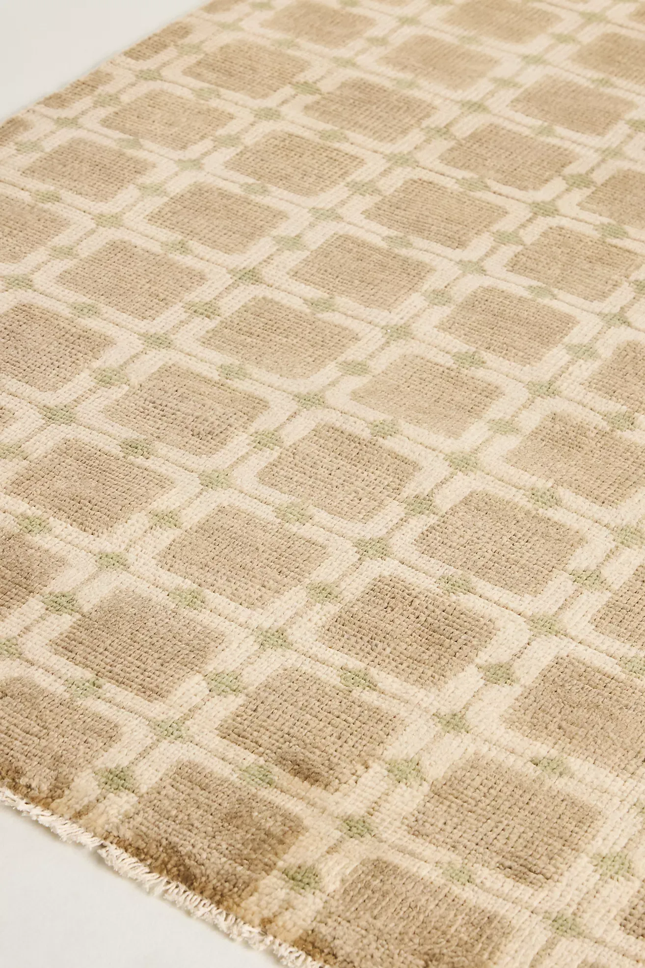 Hand-Knotted Geometric Wool Rug