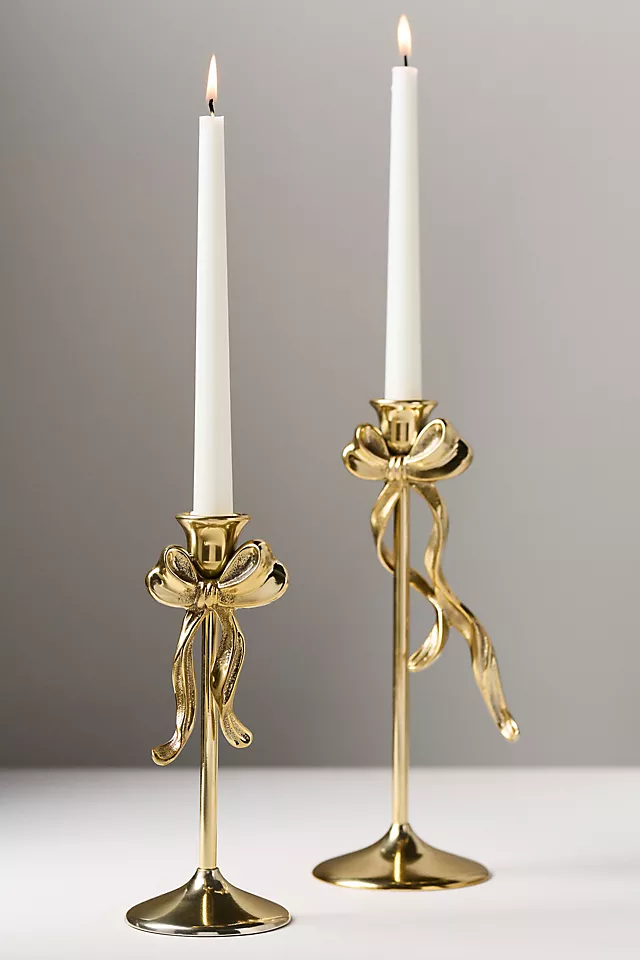 Gold Bow Metal Candleholder