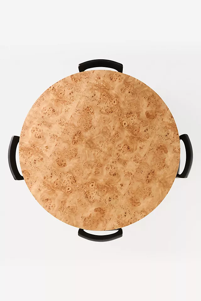 Scout Round Fluted Pedestal Burl Wood Dining Table