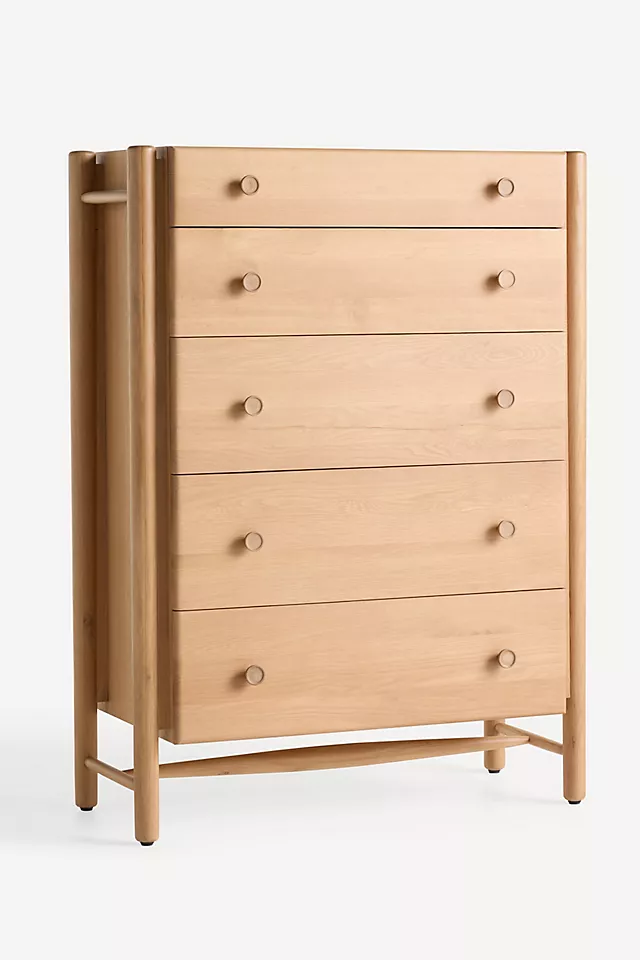 Roma Oak Wood Five-Drawer Dresser