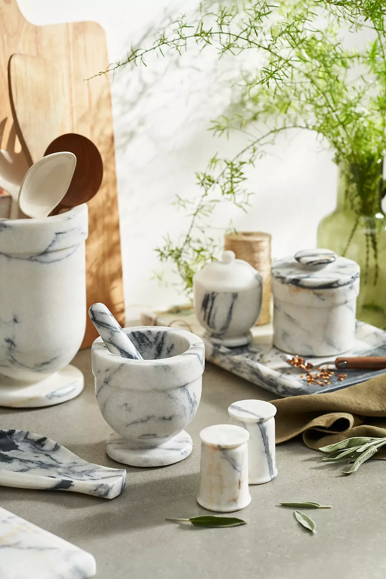 Smoky White Marble Butter Keeper