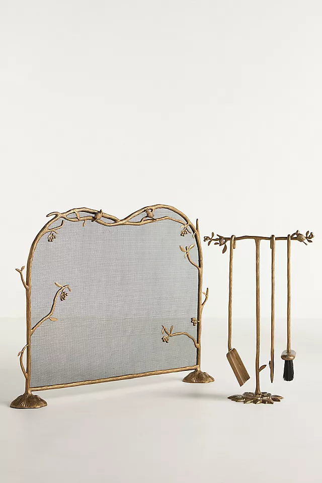 Birdie Brass Fireplace Screen