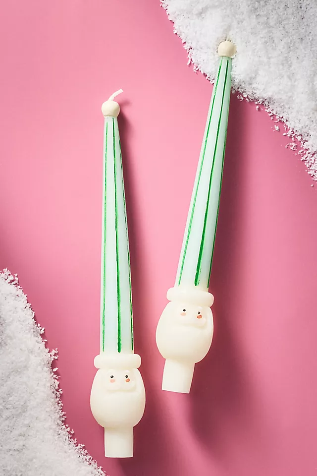 Santa Taper Candles, Set of 2