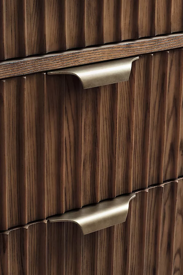 The Isla Marble-Top Fluted-Wood Double-Bathroom Vanity