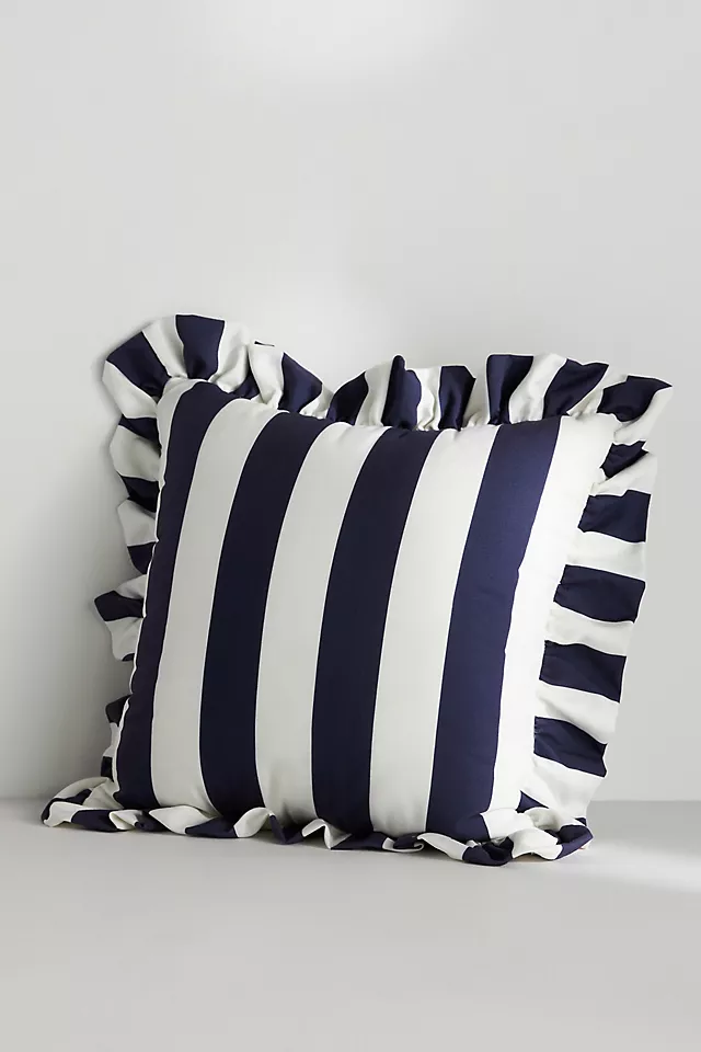 Maeve by Anthropologie Striped Ruffle Indoor/Outdoor Pillow