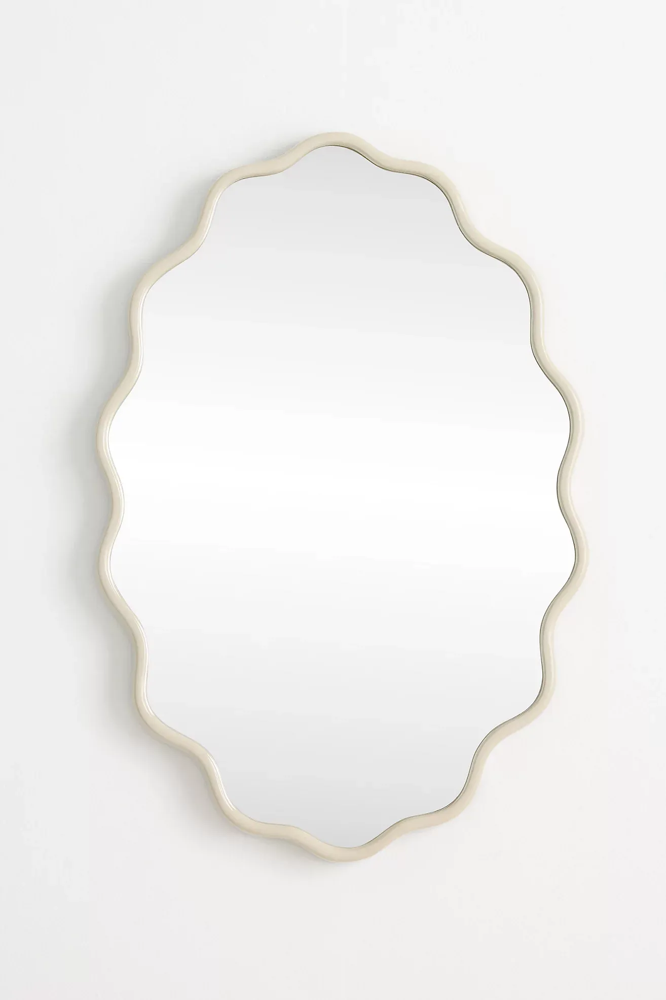 Coquille Scalloped Metallic Oval Wall Mirror